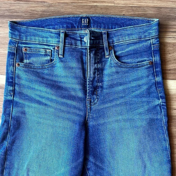 Gap High Rise True Skinny Denim Blue Jeans Frayed Hems Size 28 R - Picture 3 of 8